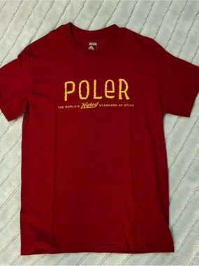 Poler Red Graphic Logo T Shirt Size S NWOT